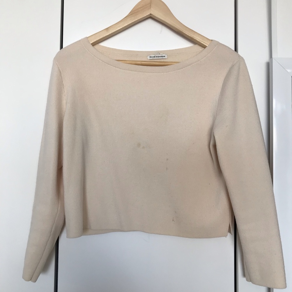 Club Monaco Cropped White Sweater Size M